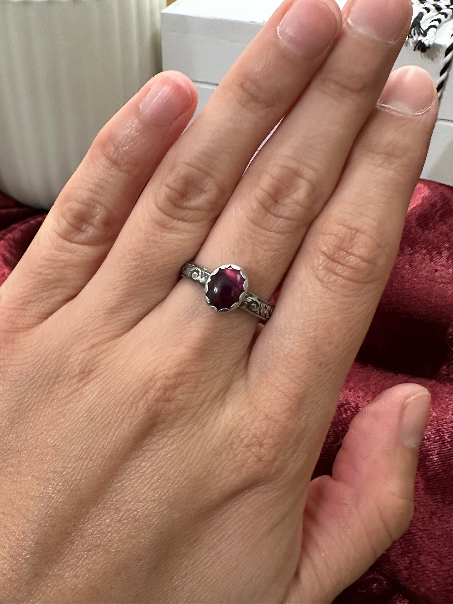 Sterling Silver Ring Oval Purple Paua Shell