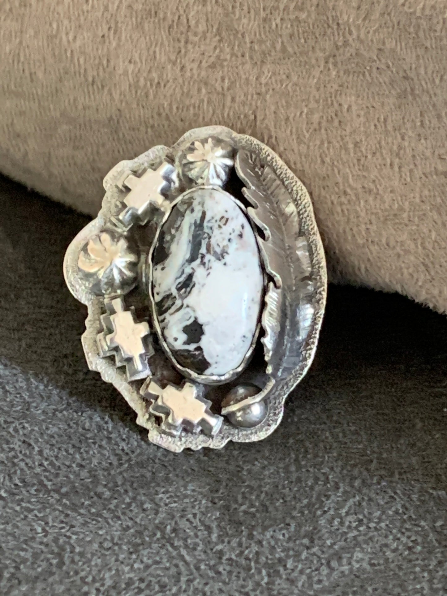 Sterling Silver Ring Southwest White Buffalo