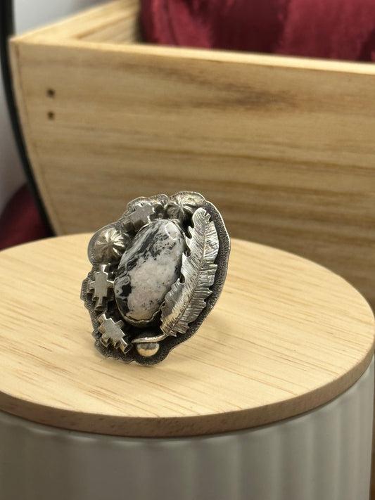 Sterling Silver Ring Southwest White Buffalo