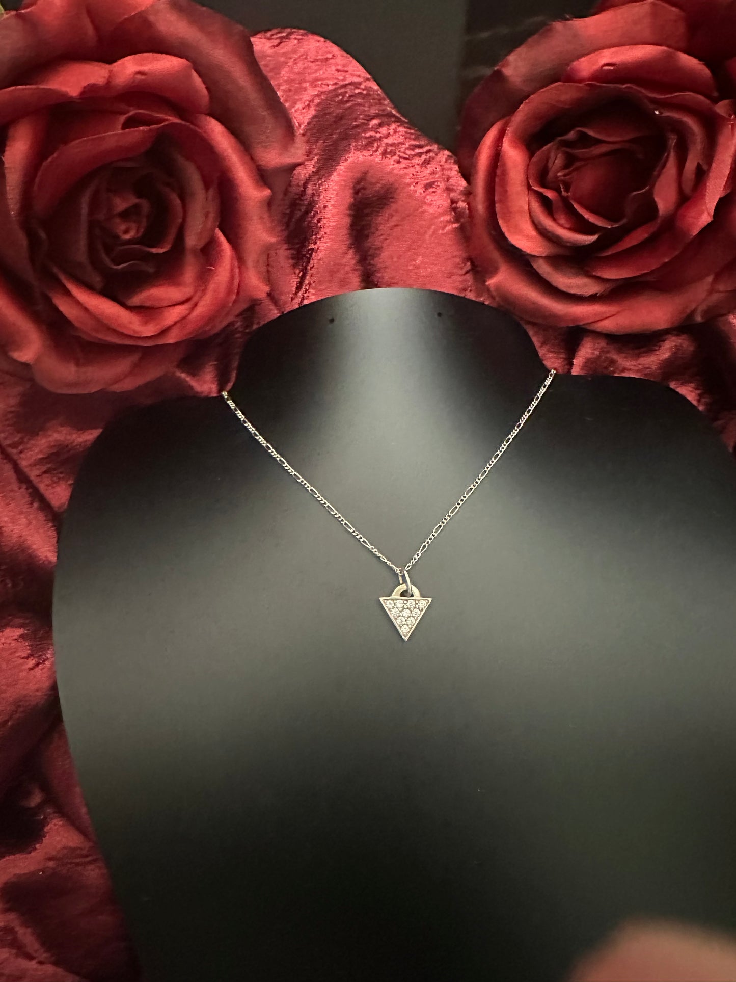 Sterling Silver Pendant Pave Triangle
