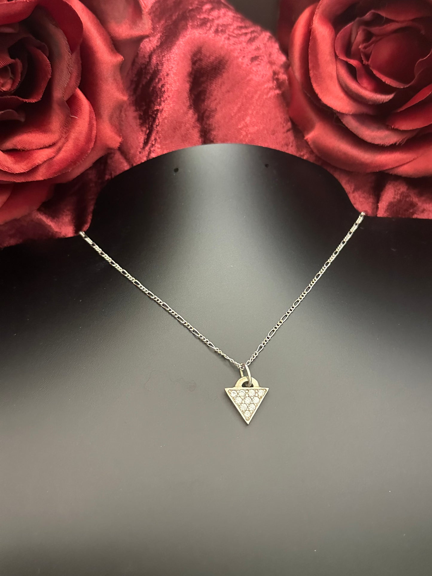 Sterling Silver Pendant Pave Triangle
