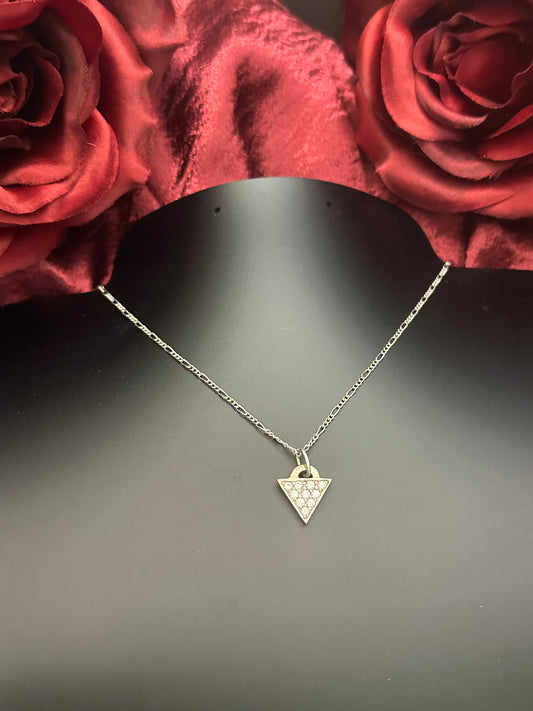 Sterling Silver Pendant Pave Triangle