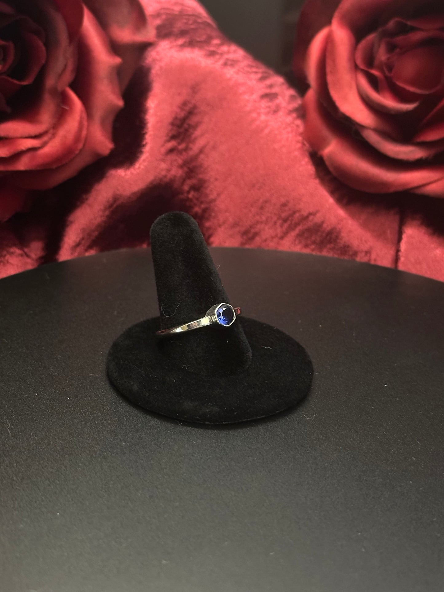 Sterling Silver Ring Hex Blue Sapphire