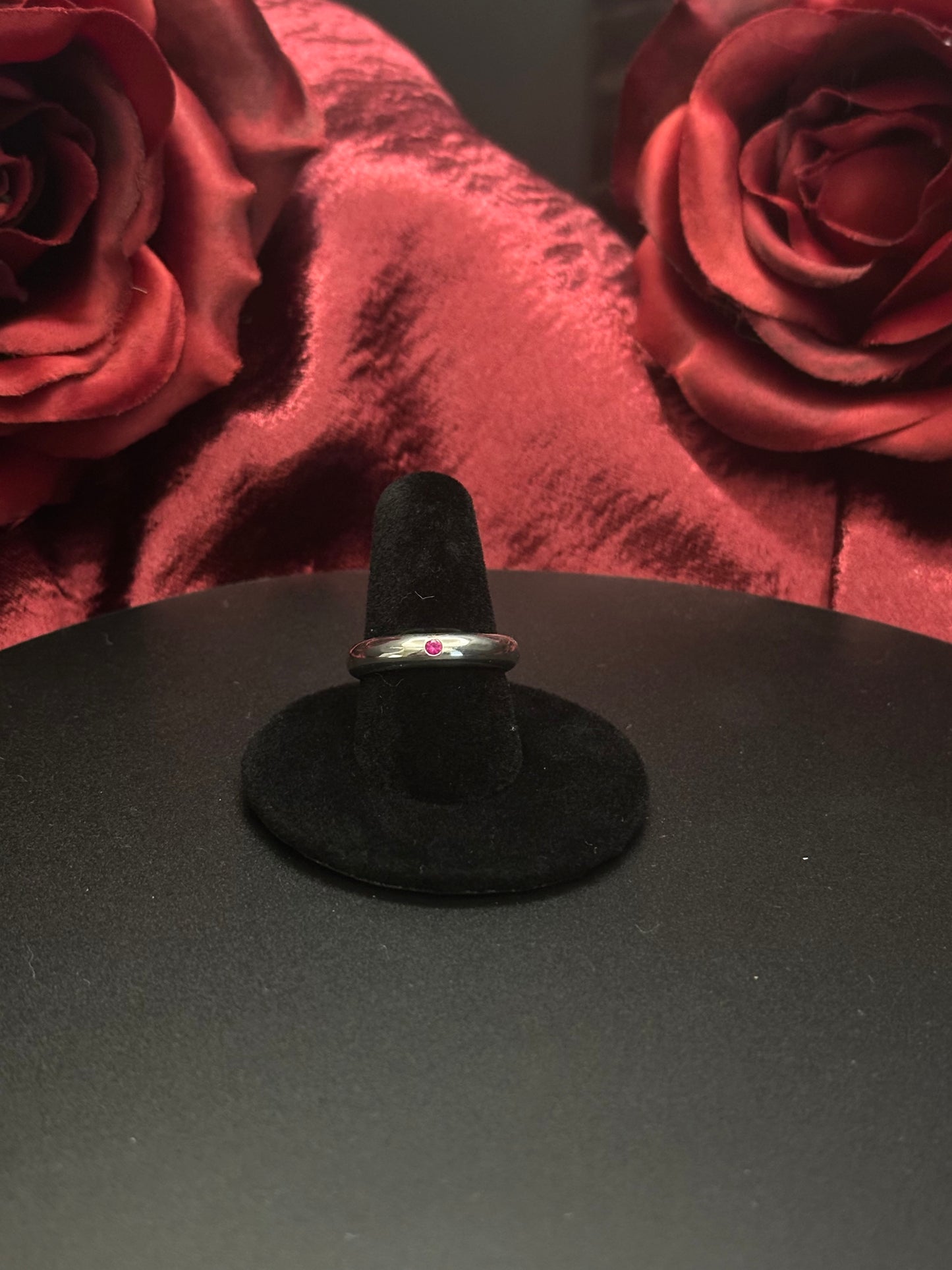 Sterling Silver Ring Flush Set Ruby