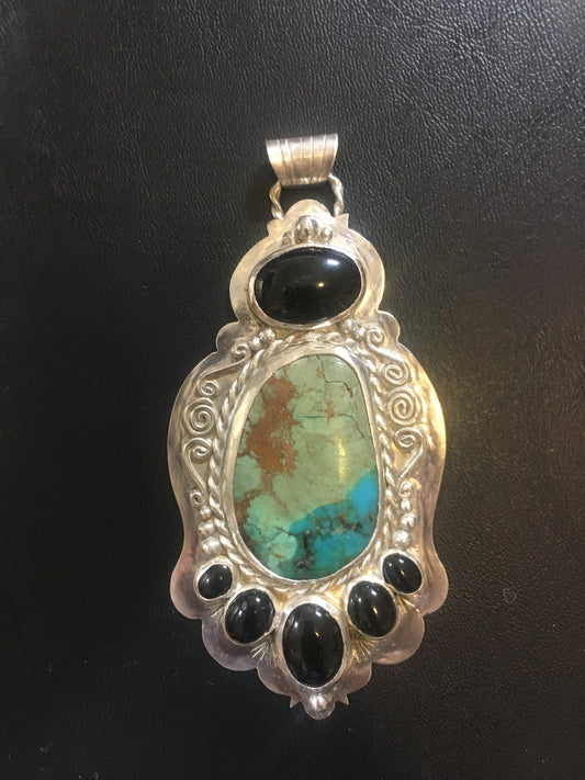 Southwest Style Turquoise and Onyx Pendant