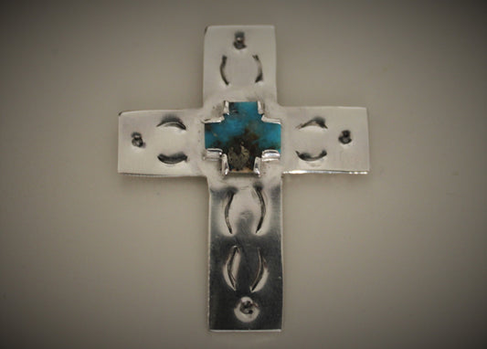 Turquoise Stamped Cross